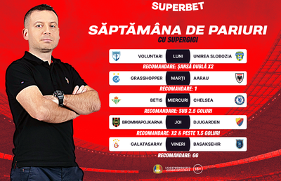 Săptămâna de pariuri cu SuperGigi: vezi recomandările din SuperSocial