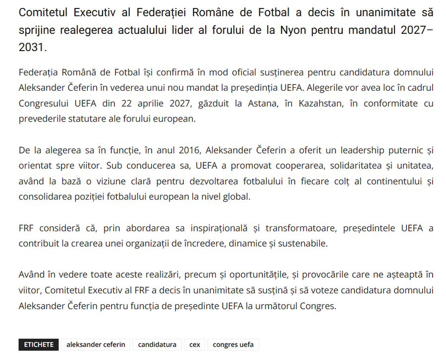 Tocmai l-au dat de gol pe Ceferin?! » FRF, anunț surprinzător în privința șefului UEFA