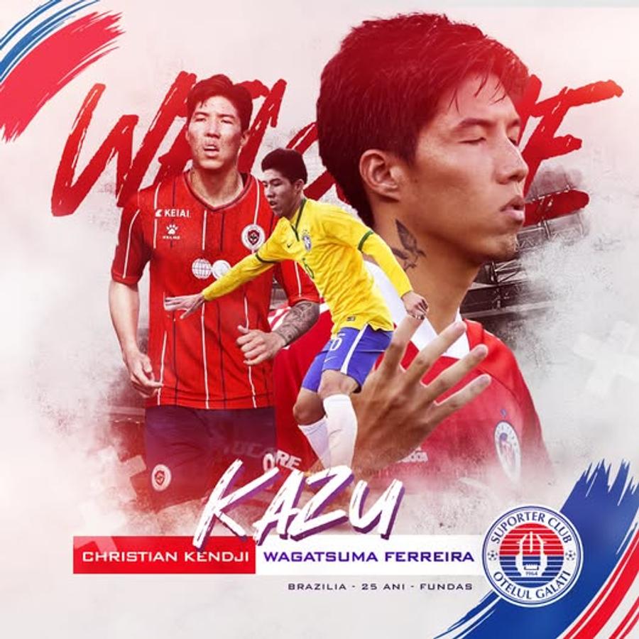 Kazu prezentat la Oțelul Galați / Foto: Facebook Fundașul stânga Kendji „Kazu” Wagatsuma a semnat în Superligă