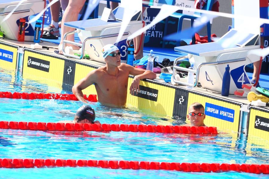 David Popovici, la încălzire în bazinul din Samorin, Slovacia/Foto: Roxana Fleșeru (GSP) David Popovici, CALIFICARE de pe primul loc în finala de 200m de la CE U23! Diseară e FINALA: cine transmite și ora