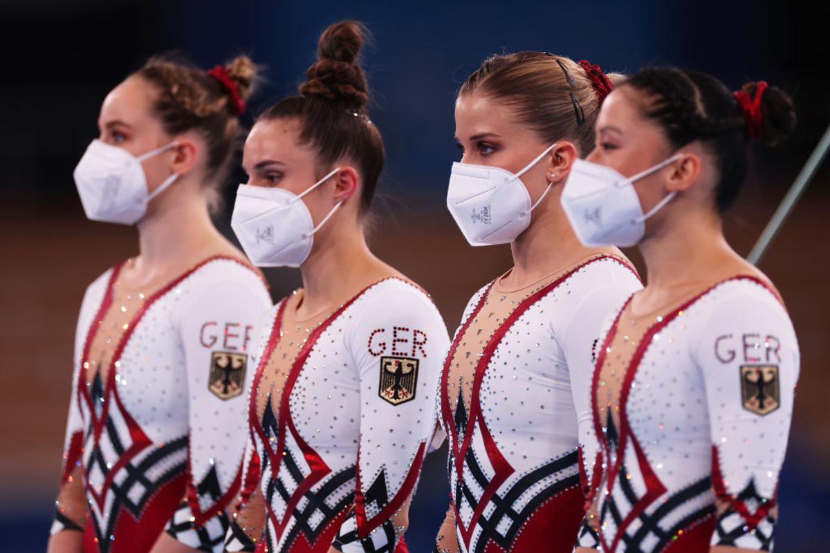 Echipamentul gimnastelor din Germania la Jocurile Olimpice
