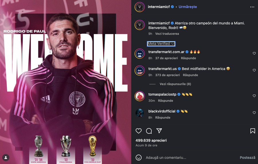 Anunțul oficial al celor de la Inter Miami, postat pe pagina oficială de Instagram a clubului „Pitbull”-ul lui Messi a semnat cu Inter Miami » Transfer de 15 milioane de euro și contract pe patru sezoane