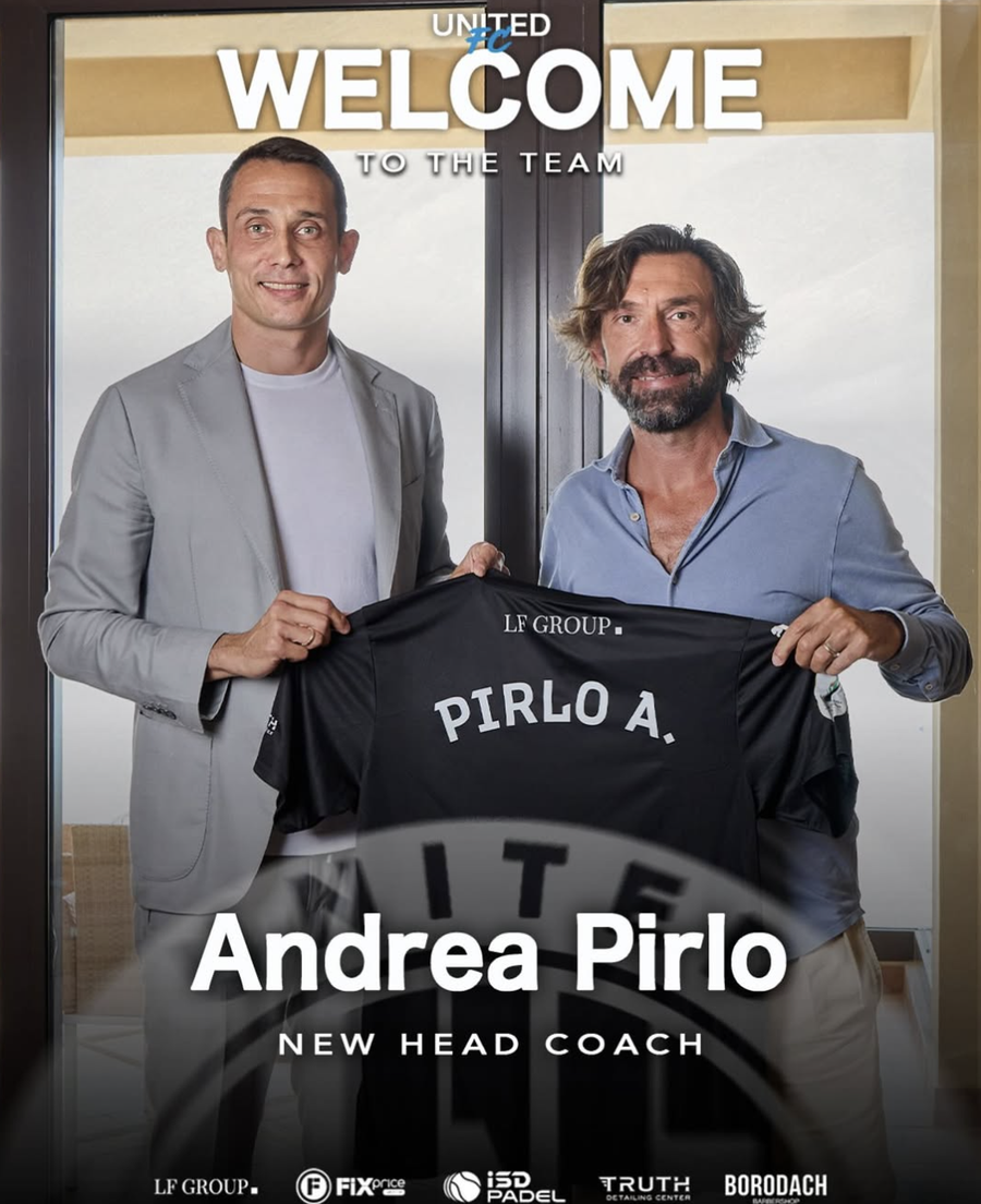 Ilie Cebanu și Andrea Pirlo, la prezentarea oficială a tehnicianului italian // FOTO: Instagram @ Dubai United Destinație neașteptată pentru marele Andrea Pirlo » Îl va avea șef la club pe... Ilie Cebanu