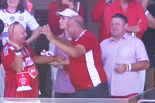 Laszlo Dioszegi sărbătorește victoria cu U Cluj // Captură foto: Digi Sport 1