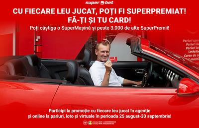Cu fiecare leu jucat, poți fi SuperPremiat! Ia-ți cardul Superbet, intră în Superbet Club și înregistrează-ți biletele! Un bolid de senzație vrea să fie al tău!