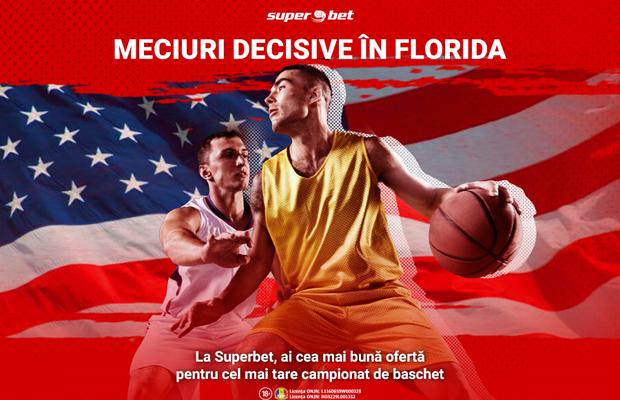 Meciuri decisive în „bula” din Florida. La Superbet, ai cea mai bună ofertă pentru cel mai tare campionat de baschet