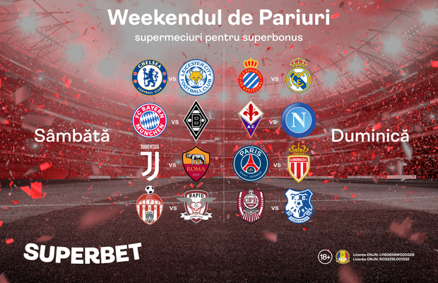 SuperMeciuri pentru SuperBonus: Cum arată weekend-ul de pariuri