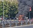 O mașină a luat foc lângă stadionul Ghencea