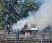 O mașină a luat foc lângă stadionul Ghencea