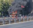 O mașină a luat foc lângă stadionul Ghencea
