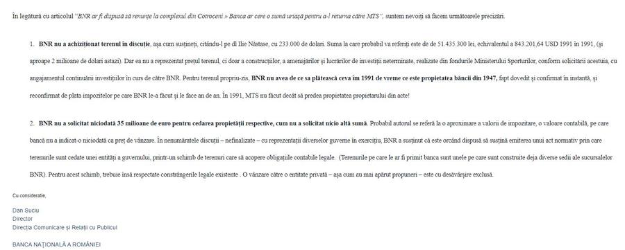 BNR ar fi dispusă să renunțe la complexul din Cotroceni » Banca ar cere o sumă uriașă pentru a-l returna către MTS