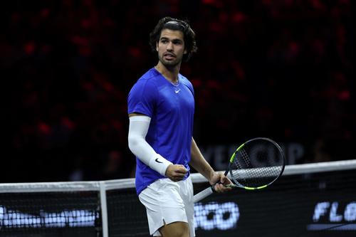 Carlos Alcaraz sărbătorind un punct la Laver Cup 2026 Foto: Guliver/GettyImages
