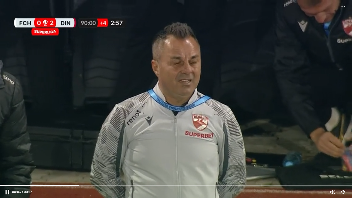 Florentin Petre a izbucnit în lacrimi în timp ce fanii lui Dinamo cântau la Sibiu