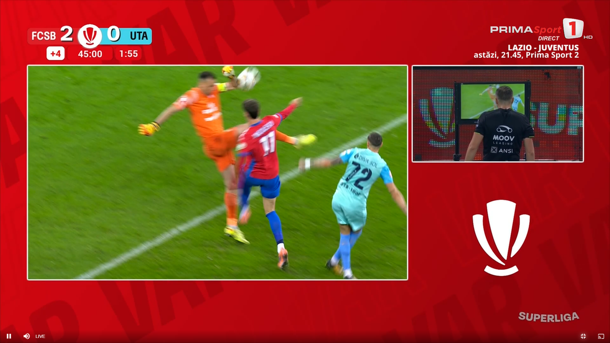 Repriză de coșmar la FCSB - UTA! A încasat două goluri și a primit cartonașul ROȘU direct
