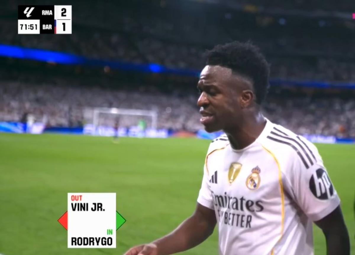 Vinicius, CRIZĂ de nervi în El Clasico: a mers la vestiare în minutul 70!