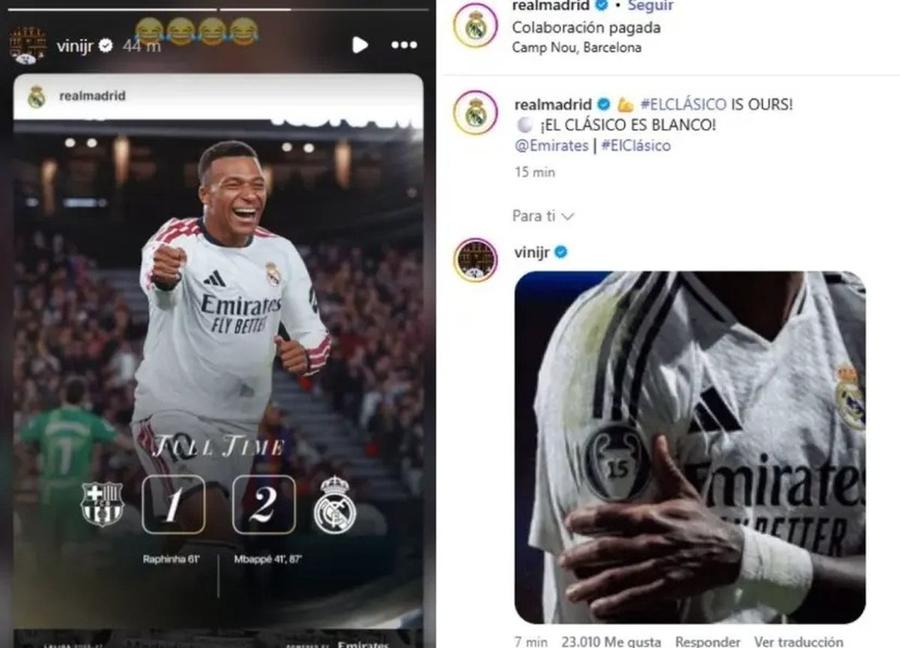 Postările lui Vinicius după El Clasico / Foto: captură Vinicius a ieșit cel mai rău din El Clasico » Verdictul fostului fotbalist al Barcelonei