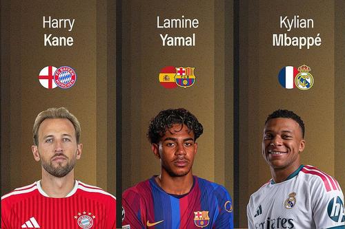 Harry Kane, Lamine Yamal și Kylian Mbappe sunt principalii 3 favoriți să câștige Balonuld e Aur / sursă foto: colaj Sofascore