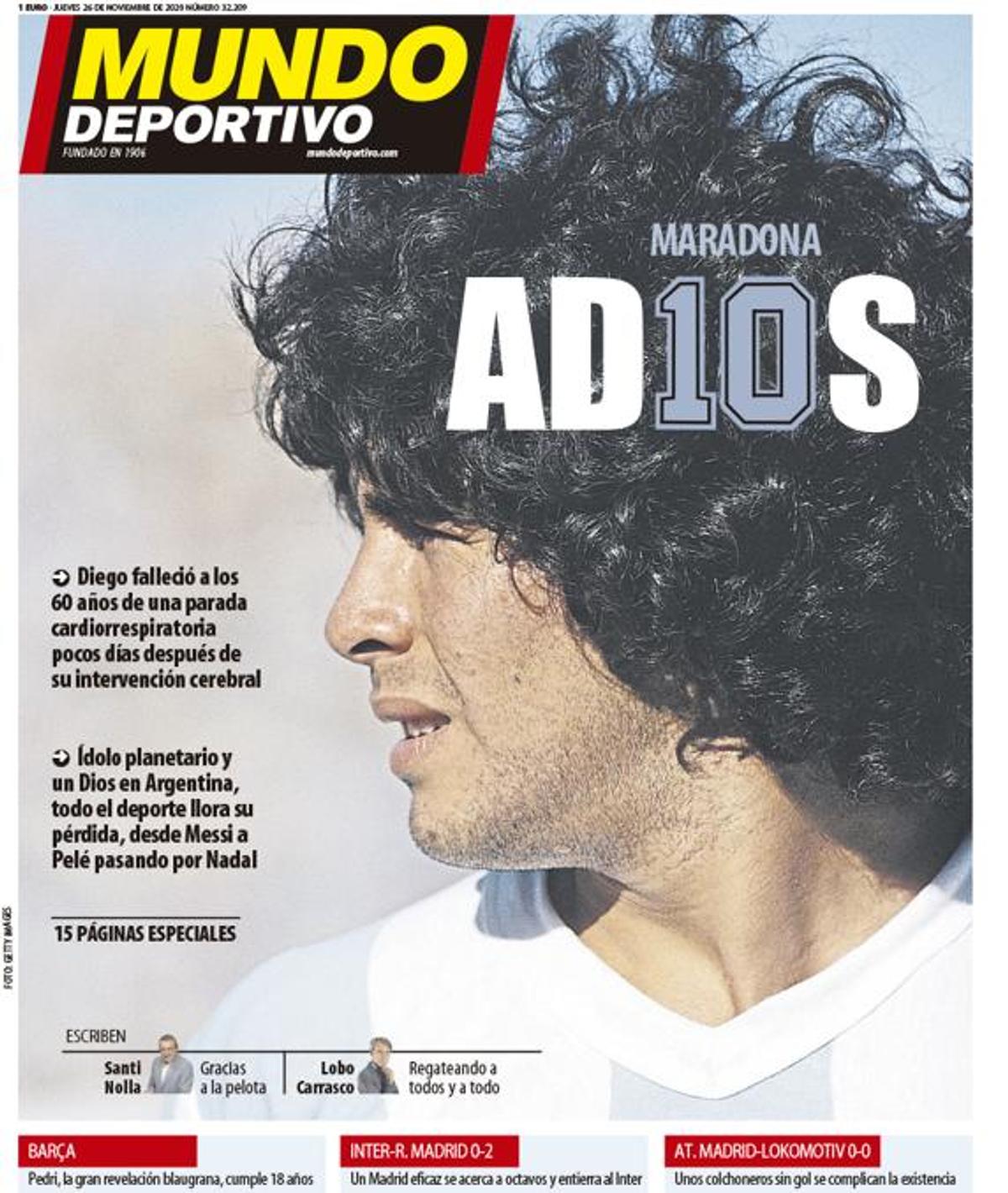 „Dumnezeu a murit” » Cum arată primele pagini ale marilor ziare din lume după decesul lui Diego Maradona