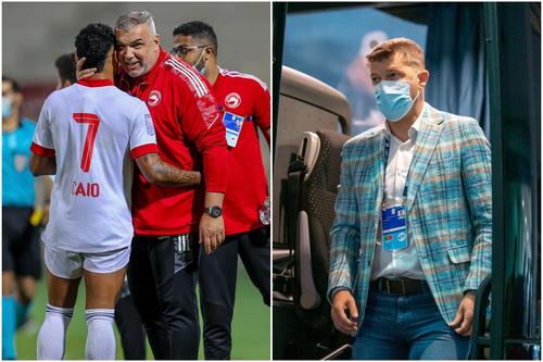 Cosmin Olăroiu și Daniel Isăilă // foto: Twitter @ SharjahFC, BaniyasClub