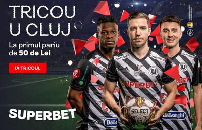 Vezi cum obții azi tricoul lui U Cluj cadou, pentru primul tău pariu pe Superbet.ro