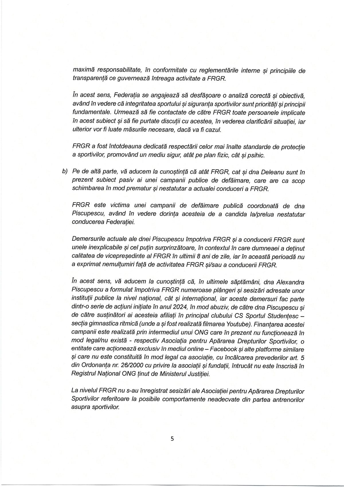 Comunicat FR Gimnastică Ritmică