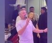 Constantin Budescu a luat microfonul și a început să cânte la aniversarea sa. Foto: Captură tiktok