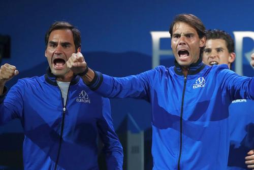 Rafael Nadal și Roger Federer s-au întâlnit ultima oară la un meci demonstrativ jucat în Africa. foto: Guliver/Getty Images