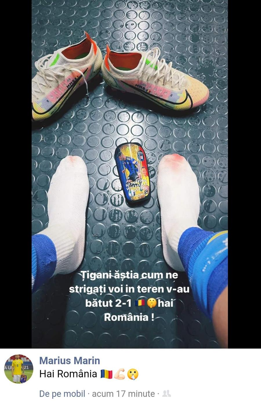 Captură: Facebook Căpitanul României îi acuză pe unguri de rasism: „Țiganii ăștia, cum ne strigați voi pe teren, v-au bătut cu 2-1!”