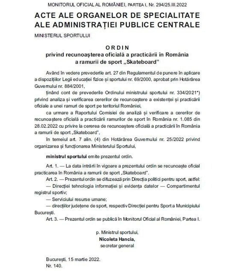 Skateboardingul, recunoscut oficial drept ramură de sport în România » Următorul pas, înființarea cluburilor sportive