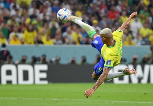 Richarlison și golul lui spectaculos la 2-0 cu Serbia, la CM 2022 Foto: Guliver/GettyImages