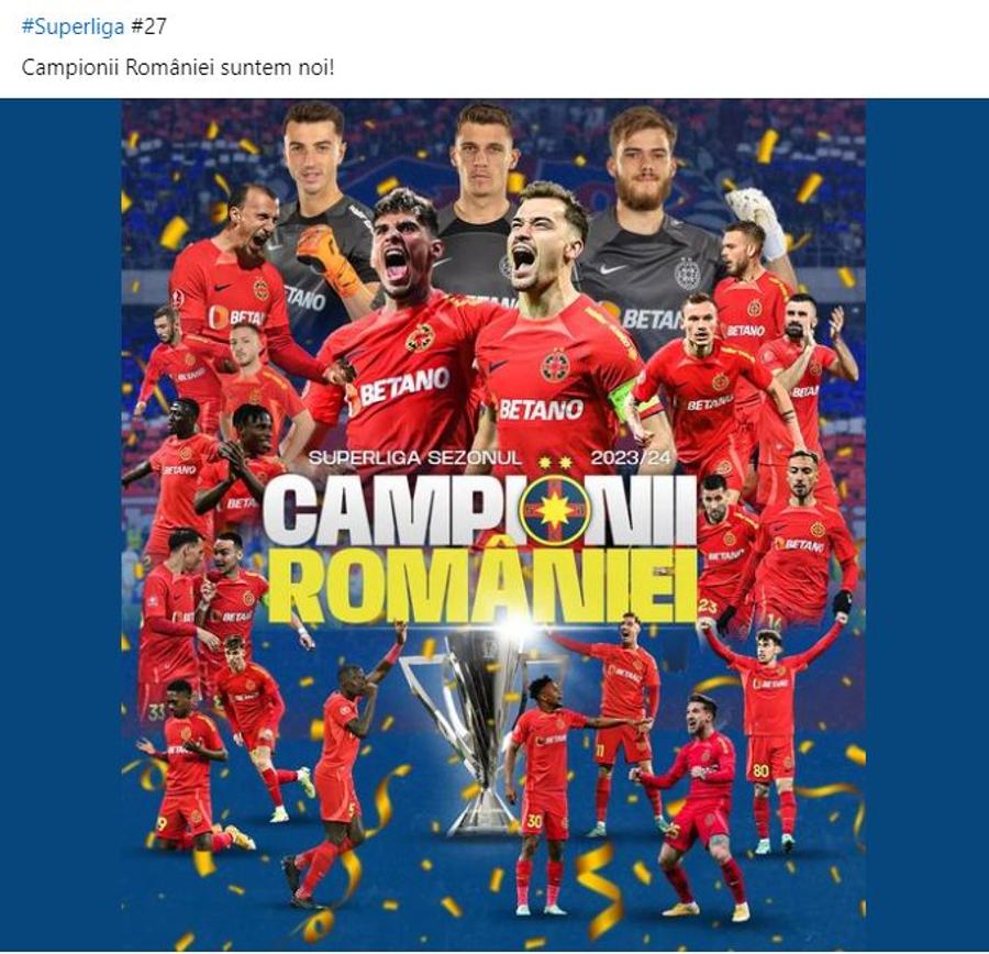 Au cucerit titlul, urmează scandalul » Ce mesaj a apărut pe contul oficial al celor de la FCSB, la câteva minute după meciul cu Farul