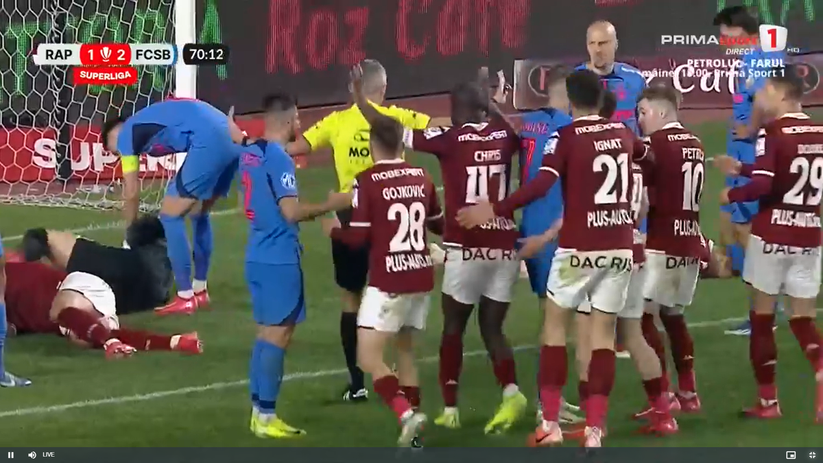 Contact între Târnovanu și Christensen în Rapid - FCSB