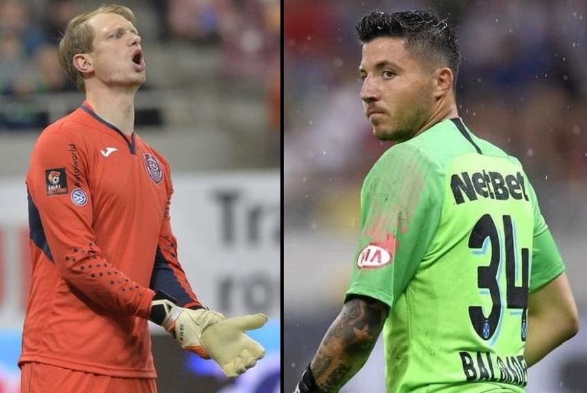 Giedrius Arlauskis (stânga) și Cristi Bălgrădean (dreapta) s-ar putea lupta pentru un loc de titular în poarta lui CFR Cluj sezonul viitor