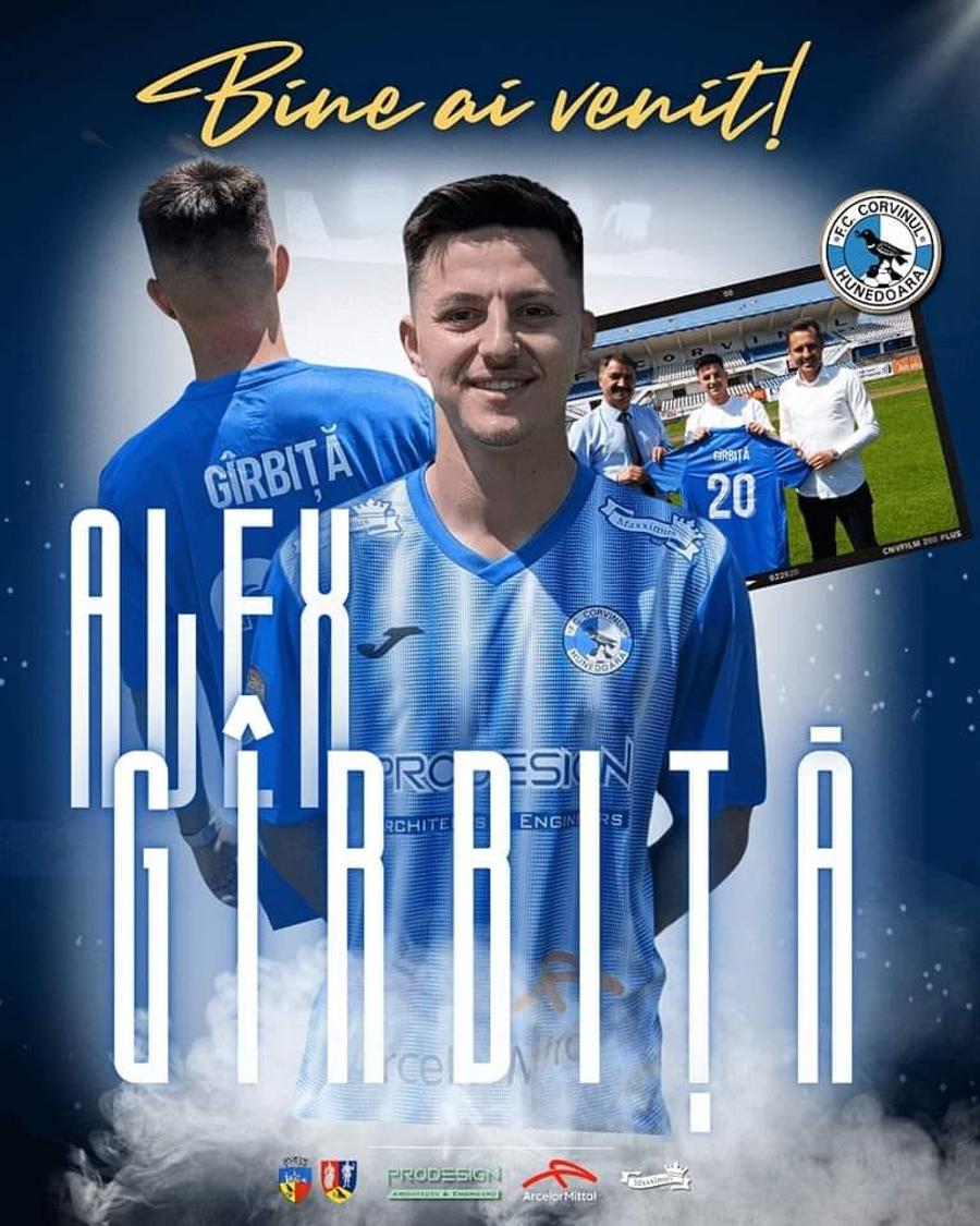 Fotografia postată de Corvinul pe Facebook la prezentarea lui Alexandru Gîrbiță Corvinul a făcut primul transfer al verii! » Fotbalistul cu care hunedorenii vor ataca preliminariile europene