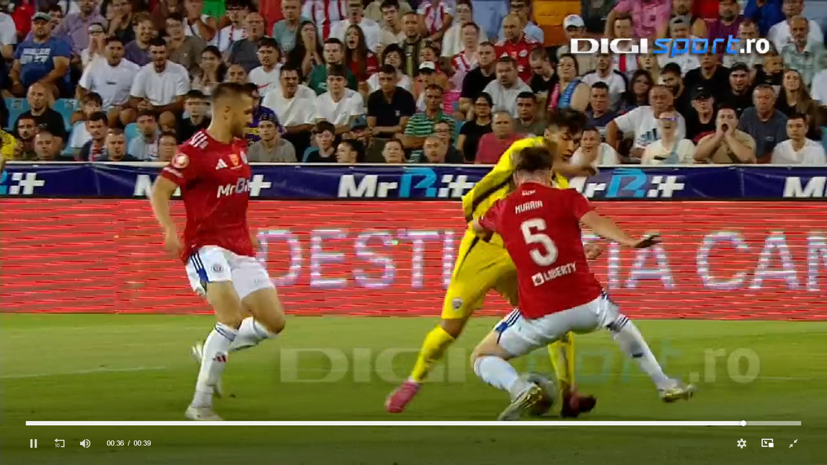 Alexandru Musi a solicitat un penalty în Oțelul - Dinamo