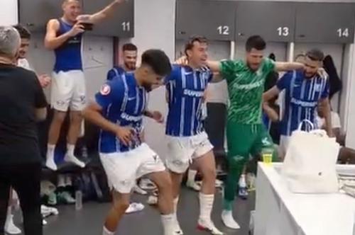 Jucătorii Farului au petrecut în vestiar după victoria cu FCSB