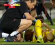 Andrei Mărginean s-a accidentat în Oțelul - Dinamo. FOTO: captură Prima Sport