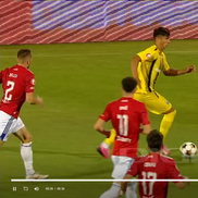 Alexandru Musi a solicitat un penalty în Oțelul - Dinamo. FOTO: captură @Digi Sport