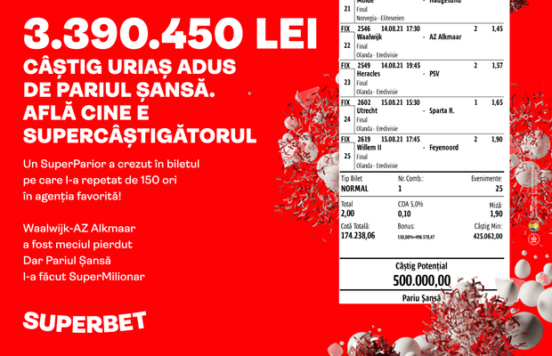 NOU RECORD NAȚIONAL! 3.390.450 LEI CÂȘTIG ÎN AGENȚIILE SUPERBET! Citește interviul exclusiv cu SuperMilionarul!