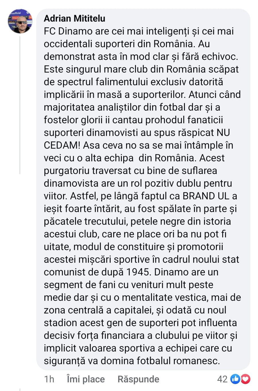 Mesajul lui Adrian Mititelu, foto: Facebook Adrian Mititelu, cuvinte neașteptate despre rivala din Superliga: „Va domina fotbalul românesc!”