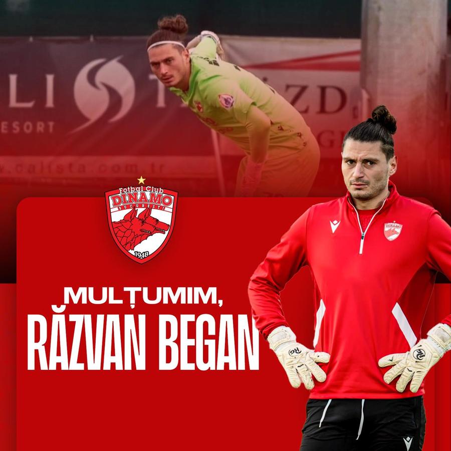 Răzvan Began a plecat de la Dinamo, foto: Facebook Dinamo București Plecare de ultimă oră de la Dinamo » Destinație total neașteptată: „Mulțumim”