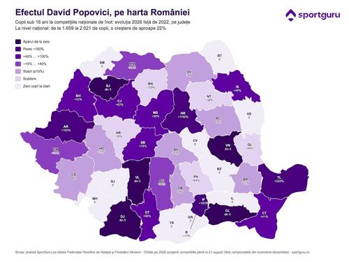 Efectul David Popovici, pe harta României/Foto: SportGuru