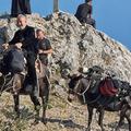 Gigi Becali, călare pe catâr la Muntele Athos