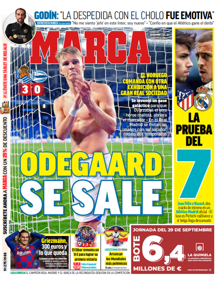 ROMÂNIA - NORVEGIA // Atenție la Ødegaard! Starul lui Sociedad și-a etalat din nou clasa, iar Marca i-a dat prima pagină: „E galactic”