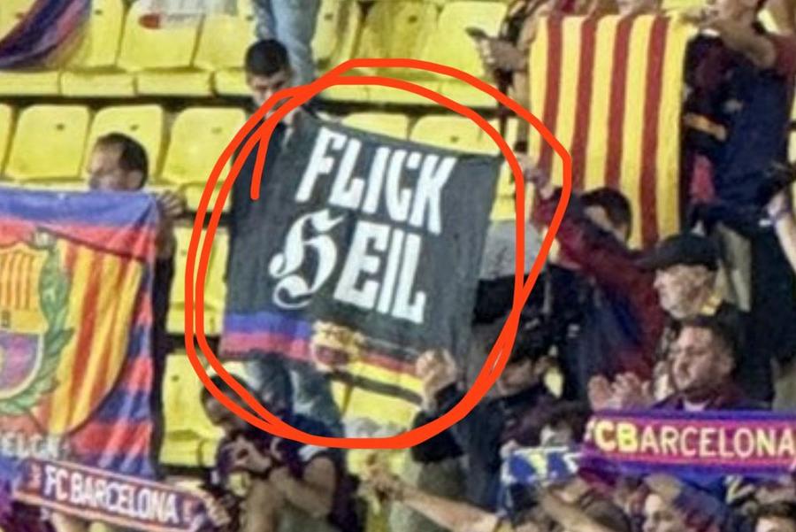 Banner-ul din cauza căruia Barcelona a fost amendată de UEFA / Foto: Imago Images Barcelona, amendată de UEFA din cauza unui banner cu mesaj nazist la meciul cu Monaco » Incredibil ce a apărut în peluză: „Dezgustător și trist”
