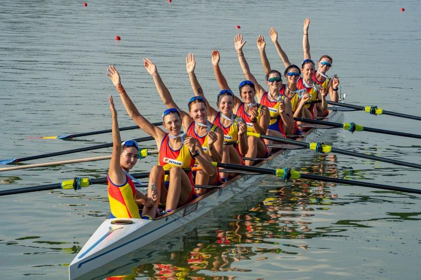 Echipajul României de 8 plus 1 rame feminin, argint la CM 2025 Foto: FR Canotaj/Balint Czucz