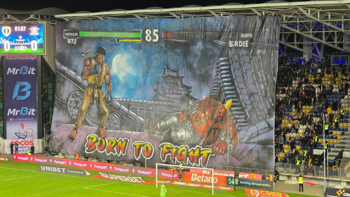 Scenografiile din startul partidei dintre Petrolul și Rapid