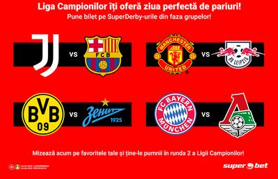 Marile echipe continuă spectacolul Ligii Campionilor! Urmărește evoluția favoritelor tale în SuperDerby-urile săptămânii!