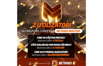 Câte 7.500 de lei în Free Bet-uri pentru cei doi utilizatori care au răspuns corect la Betano Master