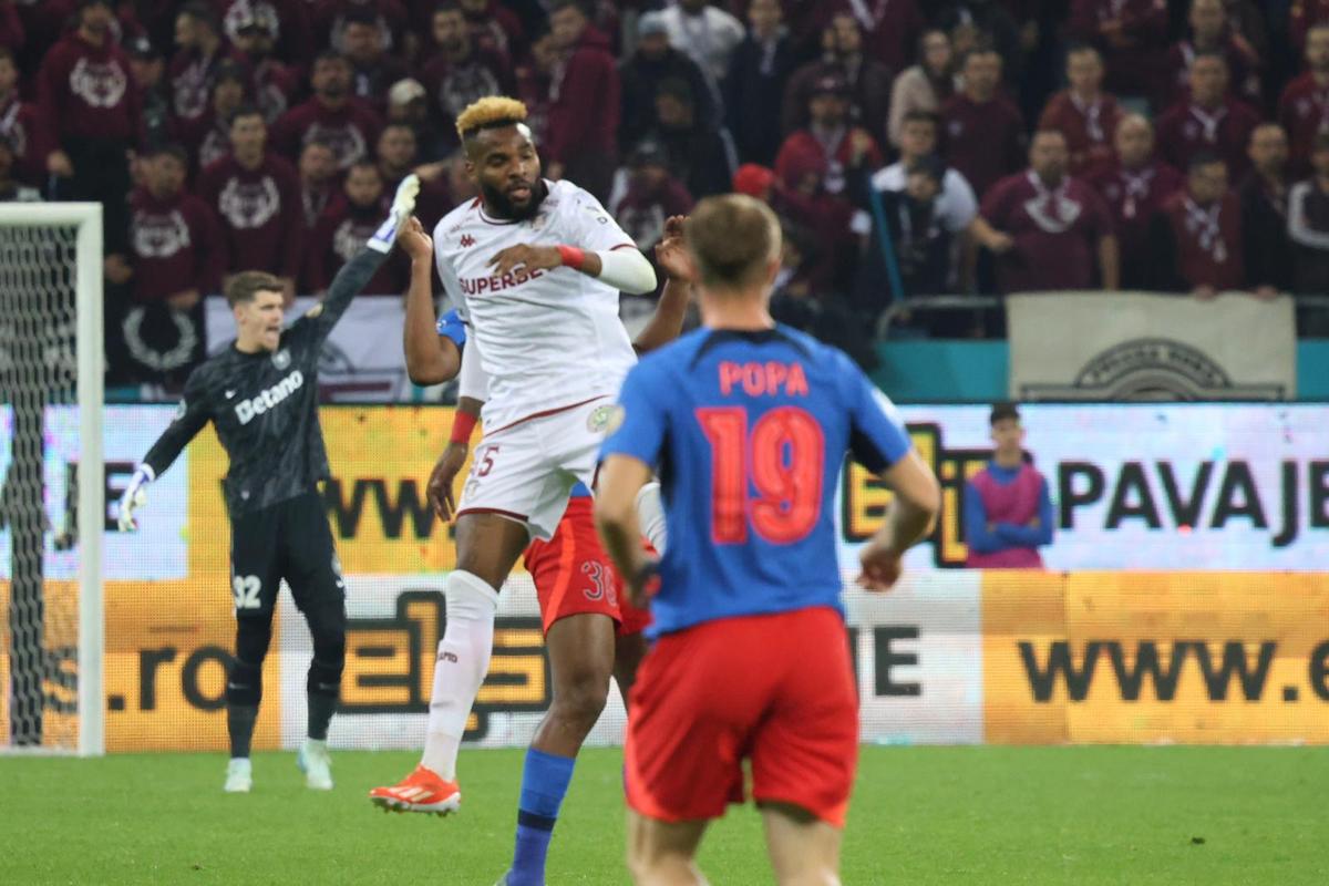 Aaron Boupendza, mulțumit de remiza cu FCSB: „Îi respectăm, sunt campioni. Nu e rău că am luat un punct”